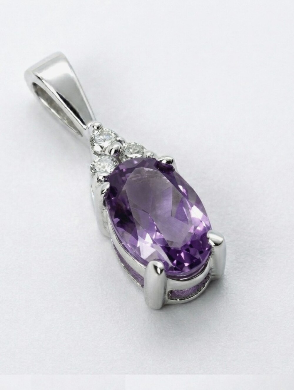 10K Amethyst Oval & Diamond Gold Pendant